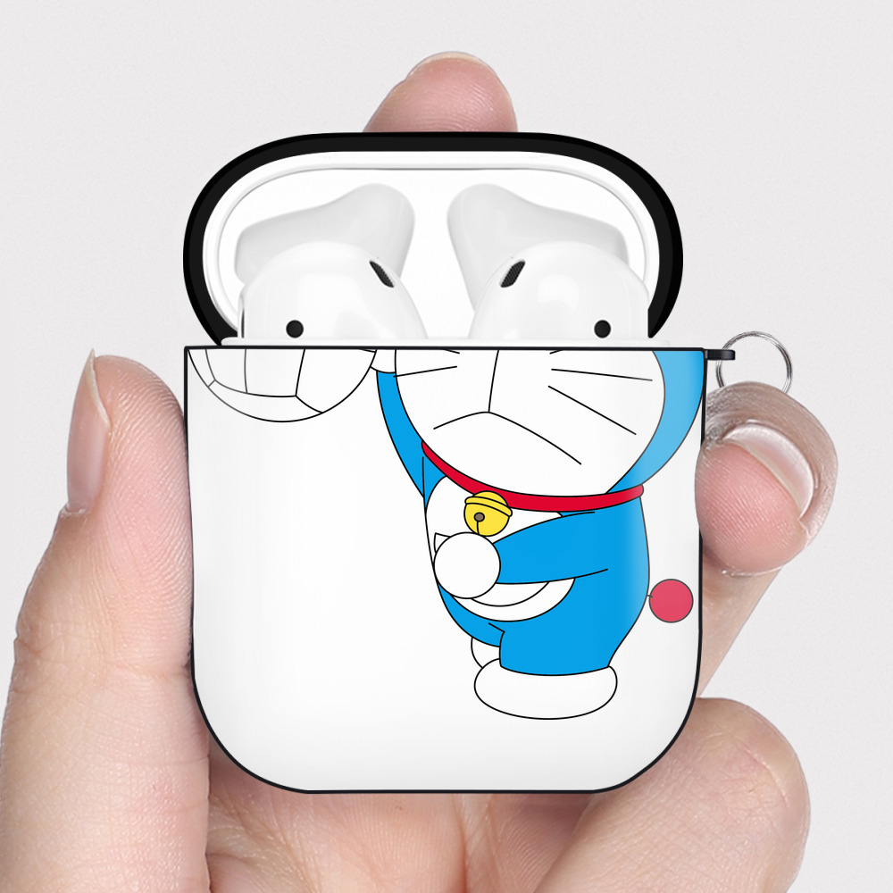 （画像用） ドラえもん Doraemon AirPods 第2世代保護ケース ハードシェル ブラック 耐衝撃・防指紋・カラビナ付き
