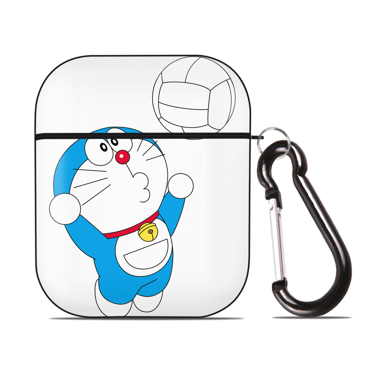 （画像用） ドラえもん Doraemon AirPods 第2世代保護ケース ハードシェル ブラック 耐衝撃・防指紋・カラビナ付き