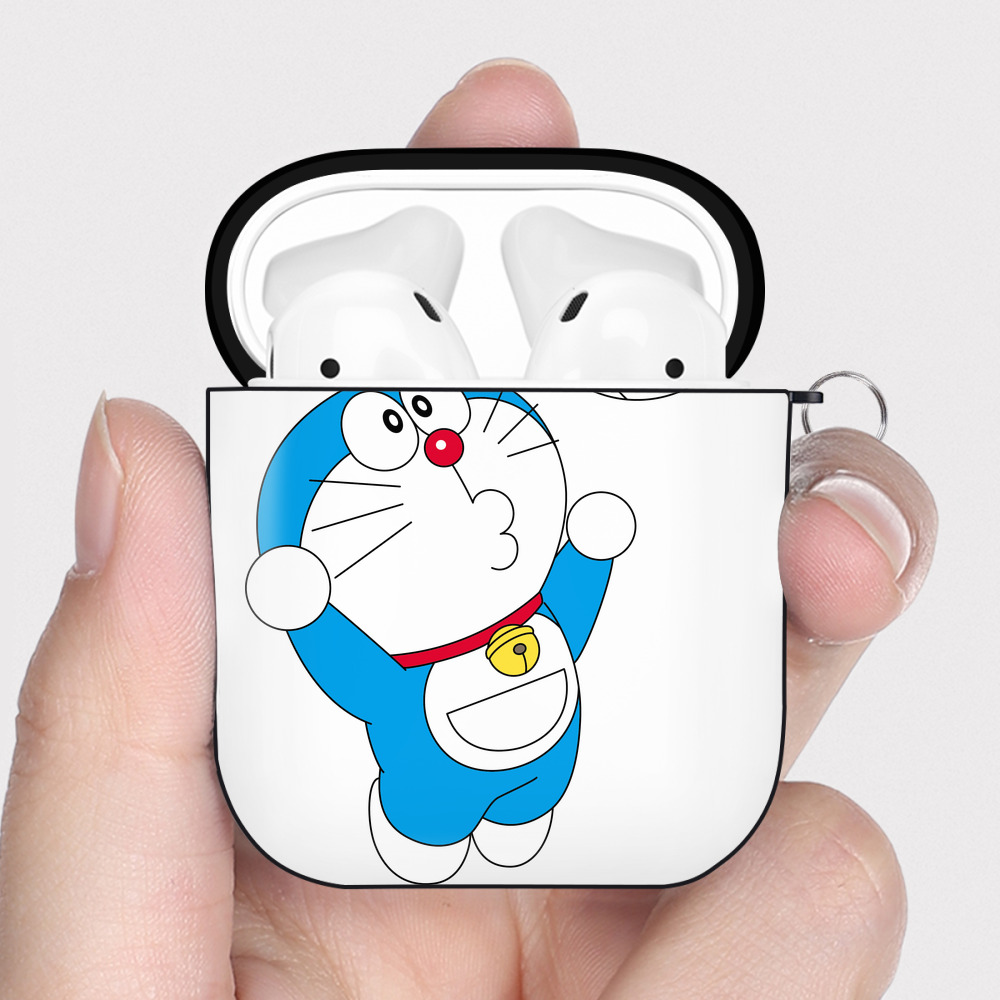 （画像用） ドラえもん Doraemon AirPods 第2世代保護ケース ハードシェル ブラック 耐衝撃・防指紋・カラビナ付き