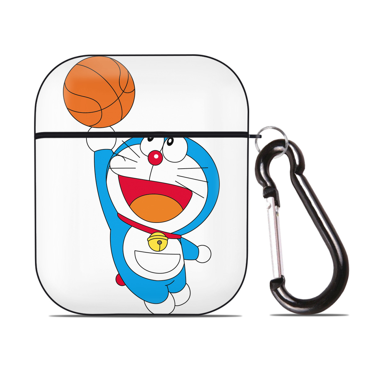 （画像用） ドラえもん Doraemon AirPods 第2世代保護ケース ハードシェル ブラック 耐衝撃・防指紋・カラビナ付き