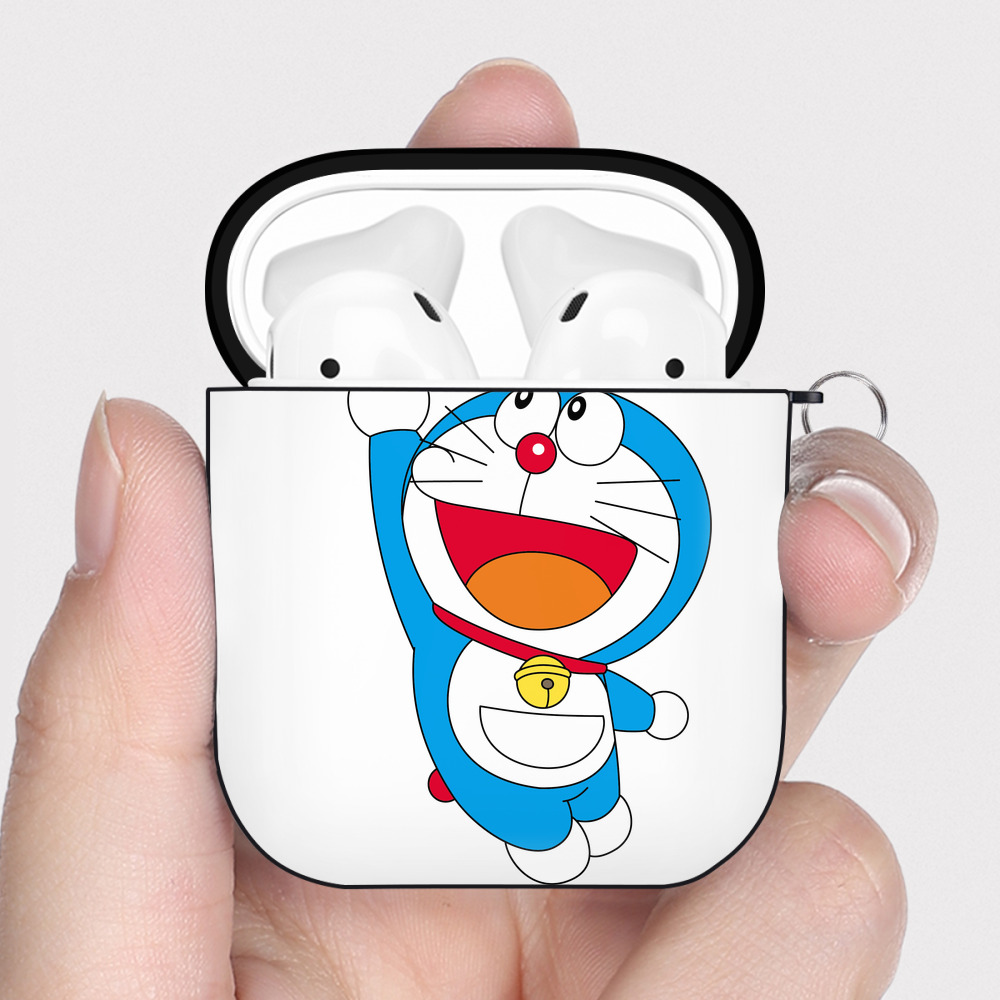 （画像用） ドラえもん Doraemon AirPods 第2世代保護ケース ハードシェル ブラック 耐衝撃・防指紋・カラビナ付き