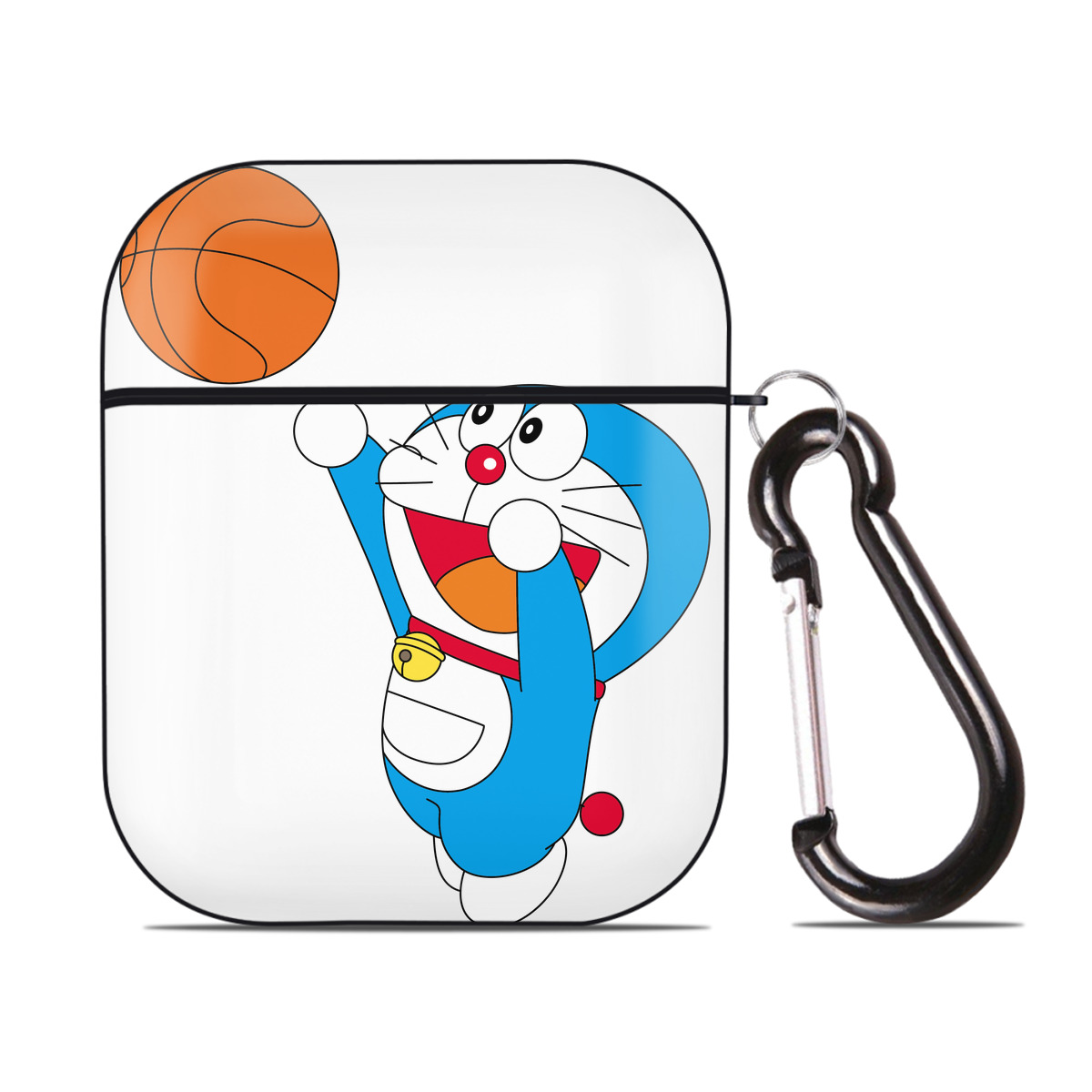 （画像用） ドラえもん Doraemon AirPods 第2世代保護ケース ハードシェル ブラック 耐衝撃・防指紋・カラビナ付き