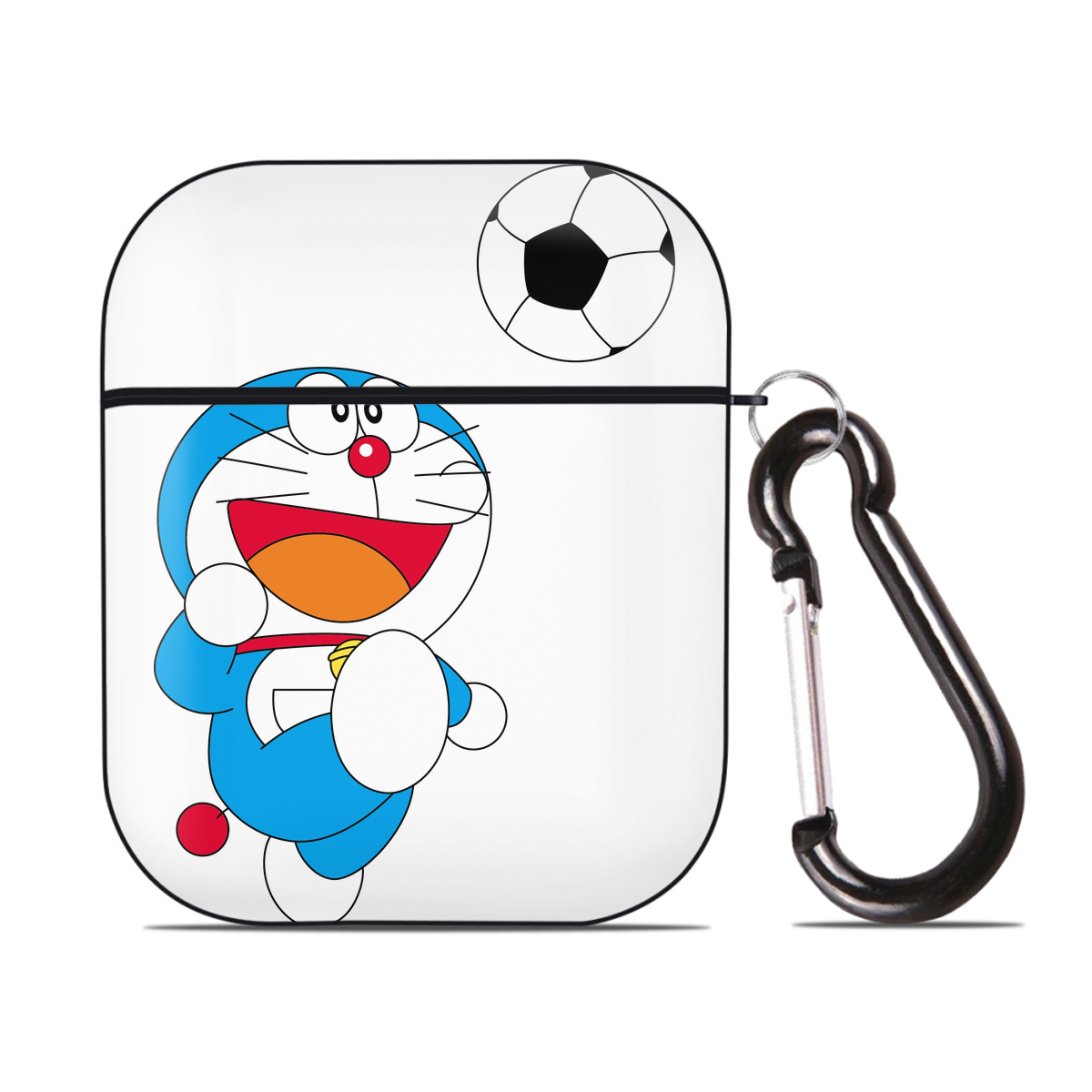 （画像用） ドラえもん Doraemon AirPods 第2世代保護ケース ハードシェル ブラック 耐衝撃・防指紋・カラビナ付き