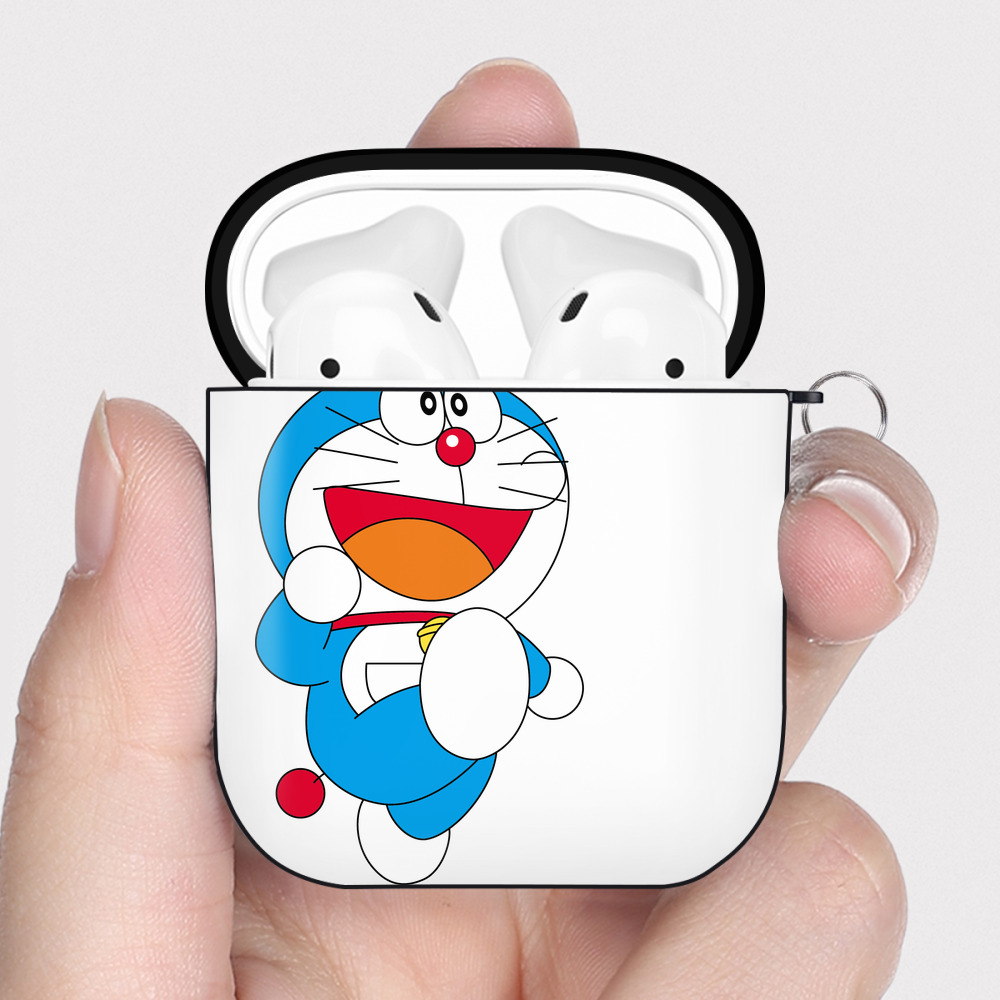（画像用） ドラえもん Doraemon AirPods 第2世代保護ケース ハードシェル ブラック 耐衝撃・防指紋・カラビナ付き