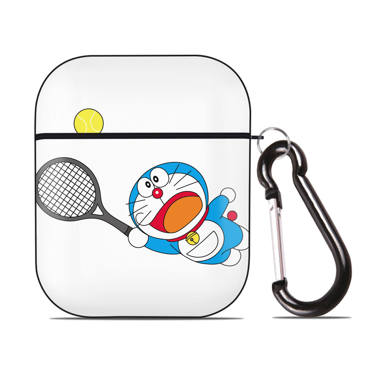 （画像用） ドラえもん Doraemon AirPods 第2世代保護ケース ハードシェル ブラック 耐衝撃・防指紋・カラビナ付き