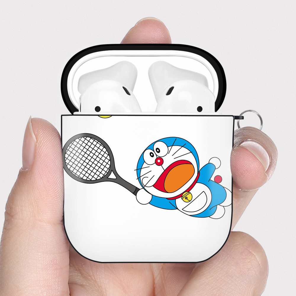 （画像用） ドラえもん Doraemon AirPods 第2世代保護ケース ハードシェル ブラック 耐衝撃・防指紋・カラビナ付き