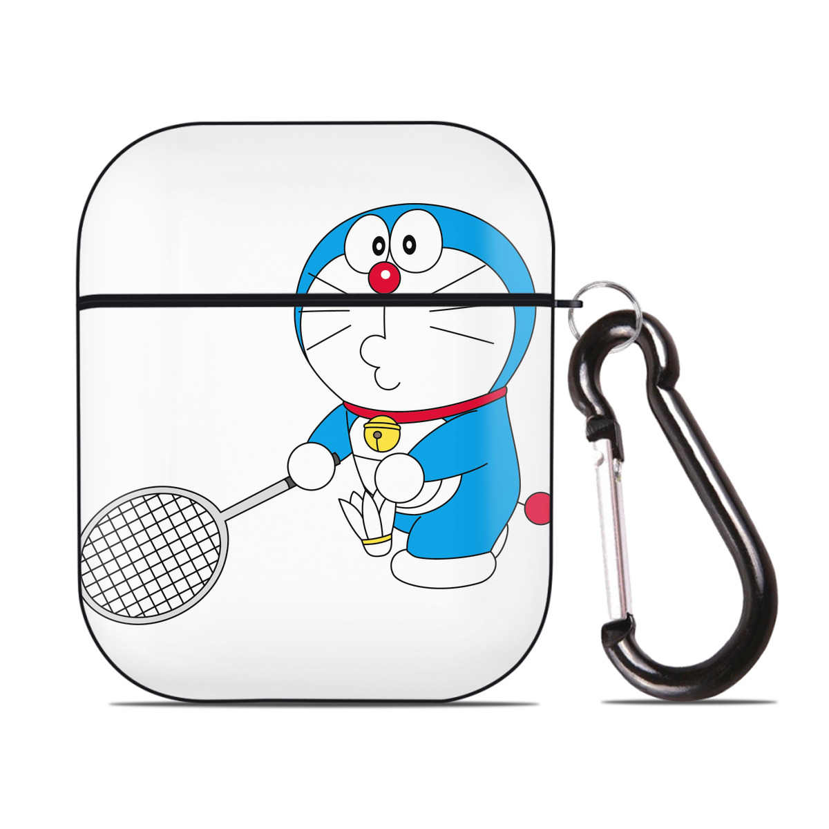 （画像用） ドラえもん Doraemon AirPods 第2世代保護ケース ハードシェル ブラック 耐衝撃・防指紋・カラビナ付き