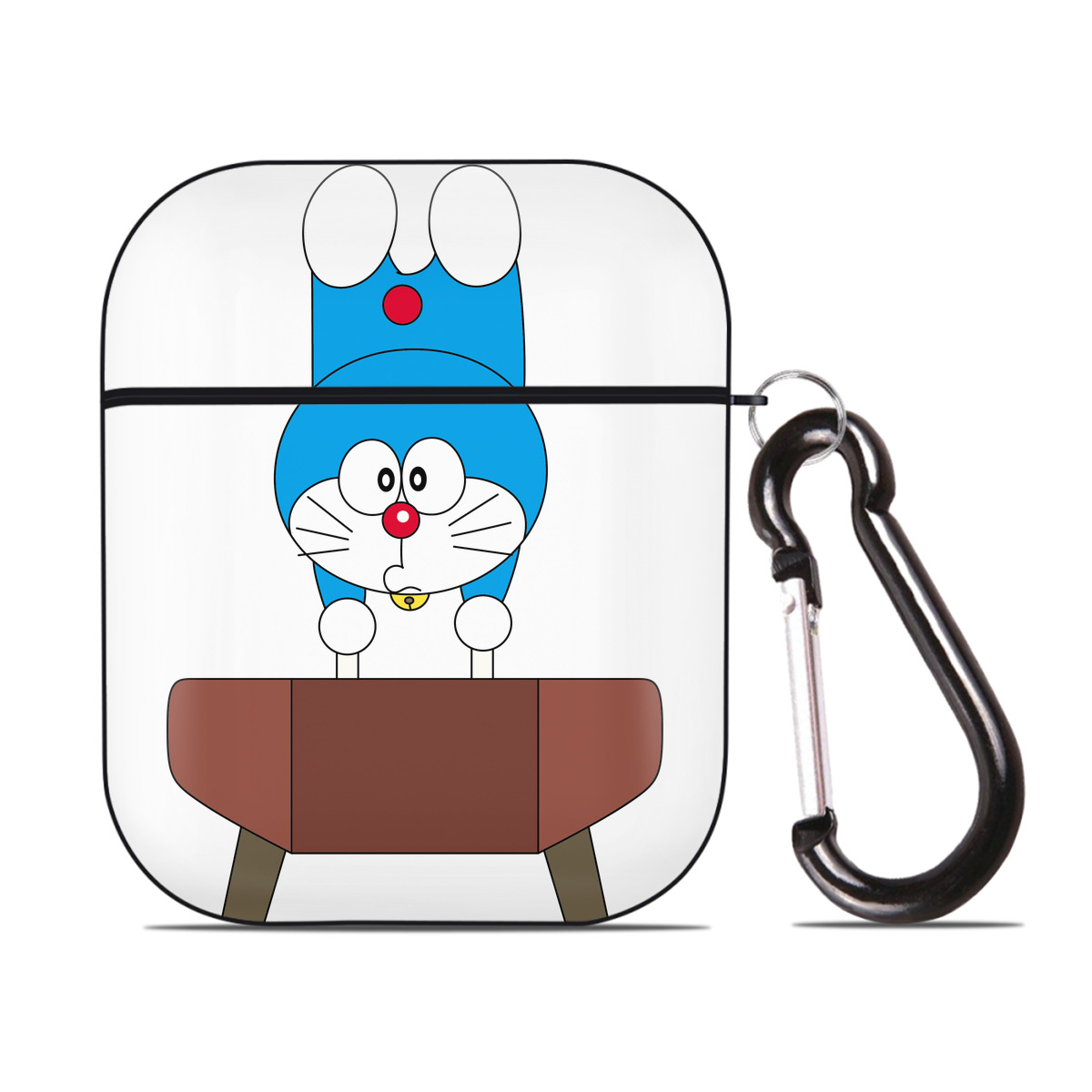 （画像用） ドラえもん Doraemon AirPods 第2世代保護ケース ハードシェル ブラック 耐衝撃・防指紋・カラビナ付き