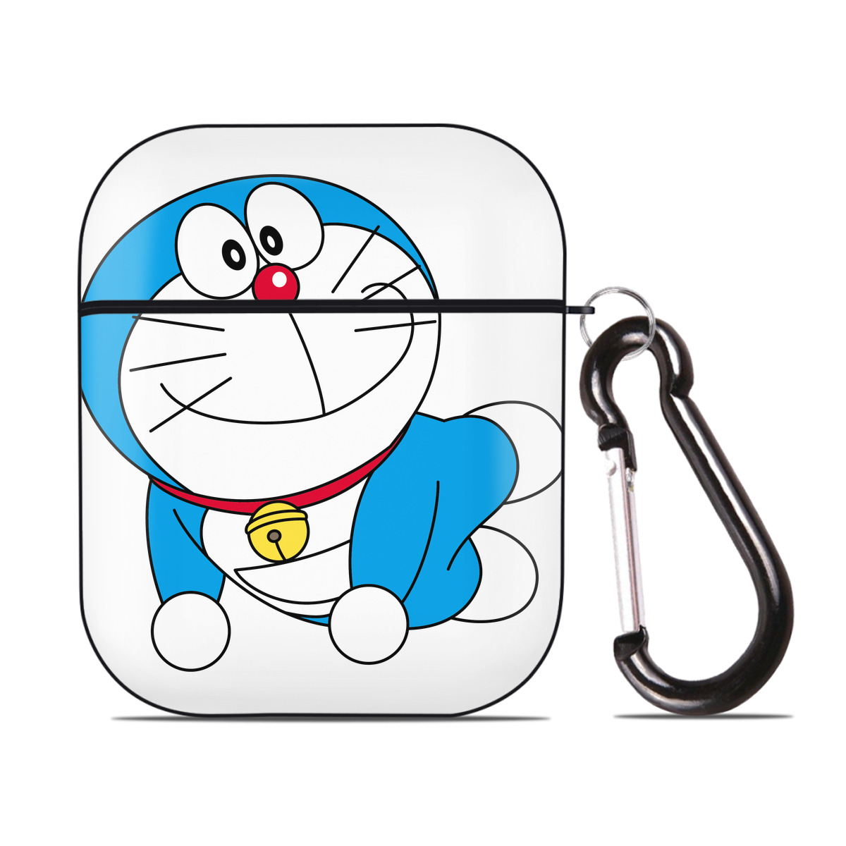 （画像用） ドラえもん Doraemon AirPods 第2世代保護ケース ハードシェル ブラック 耐衝撃・防指紋・カラビナ付き
