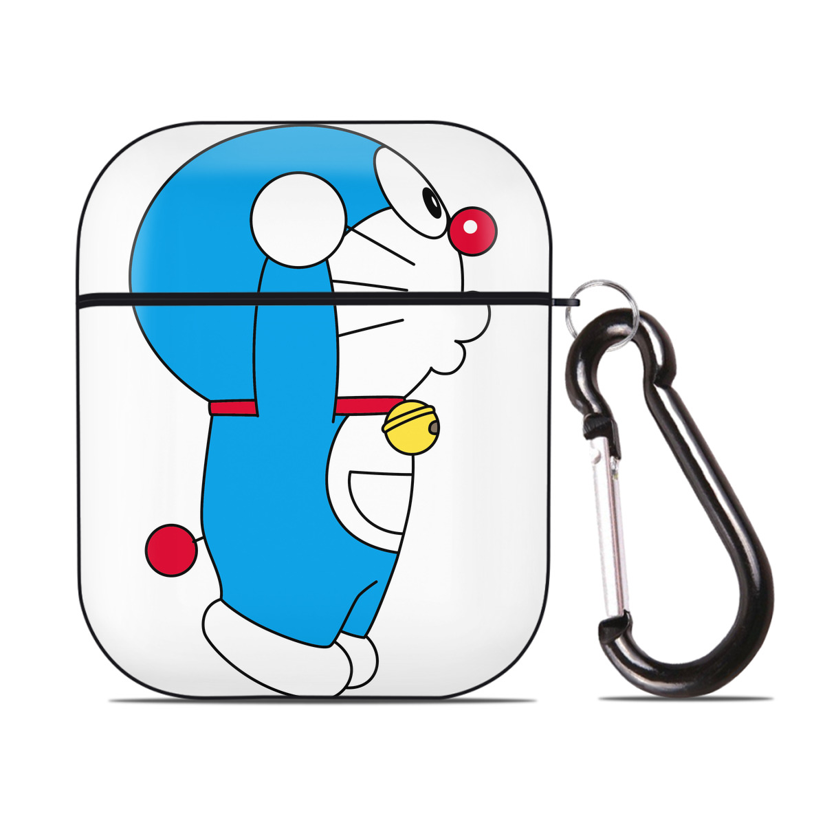（画像用） ドラえもん Doraemon AirPods 第2世代保護ケース ハードシェル ブラック 耐衝撃・防指紋・カラビナ付き