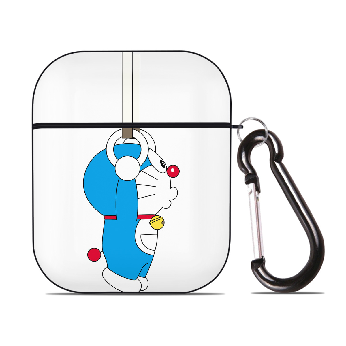 （画像用） ドラえもん Doraemon AirPods 第2世代保護ケース ハードシェル ブラック 耐衝撃・防指紋・カラビナ付き