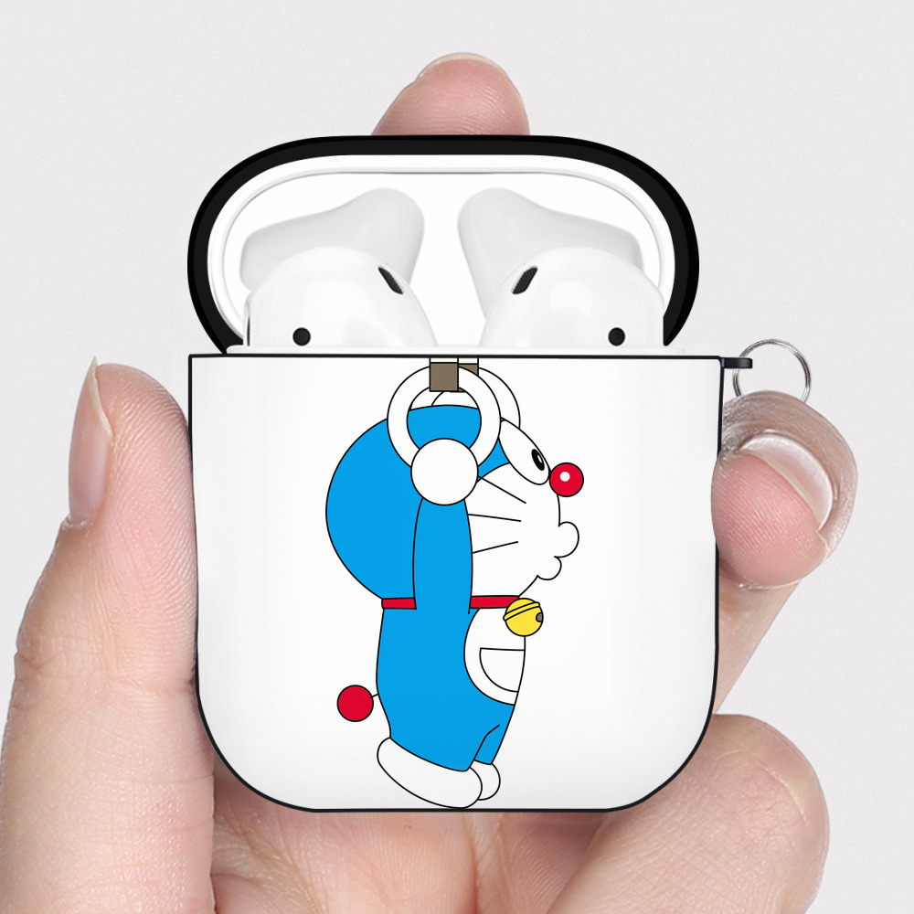 （画像用） ドラえもん Doraemon AirPods 第2世代保護ケース ハードシェル ブラック 耐衝撃・防指紋・カラビナ付き