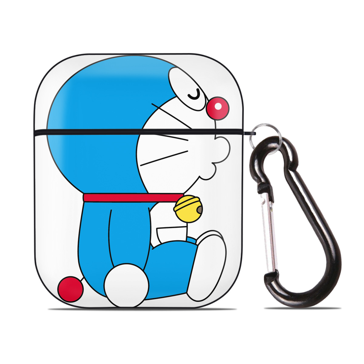 （画像用） ドラえもん Doraemon AirPods 第2世代保護ケース ハードシェル ブラック 耐衝撃・防指紋・カラビナ付き