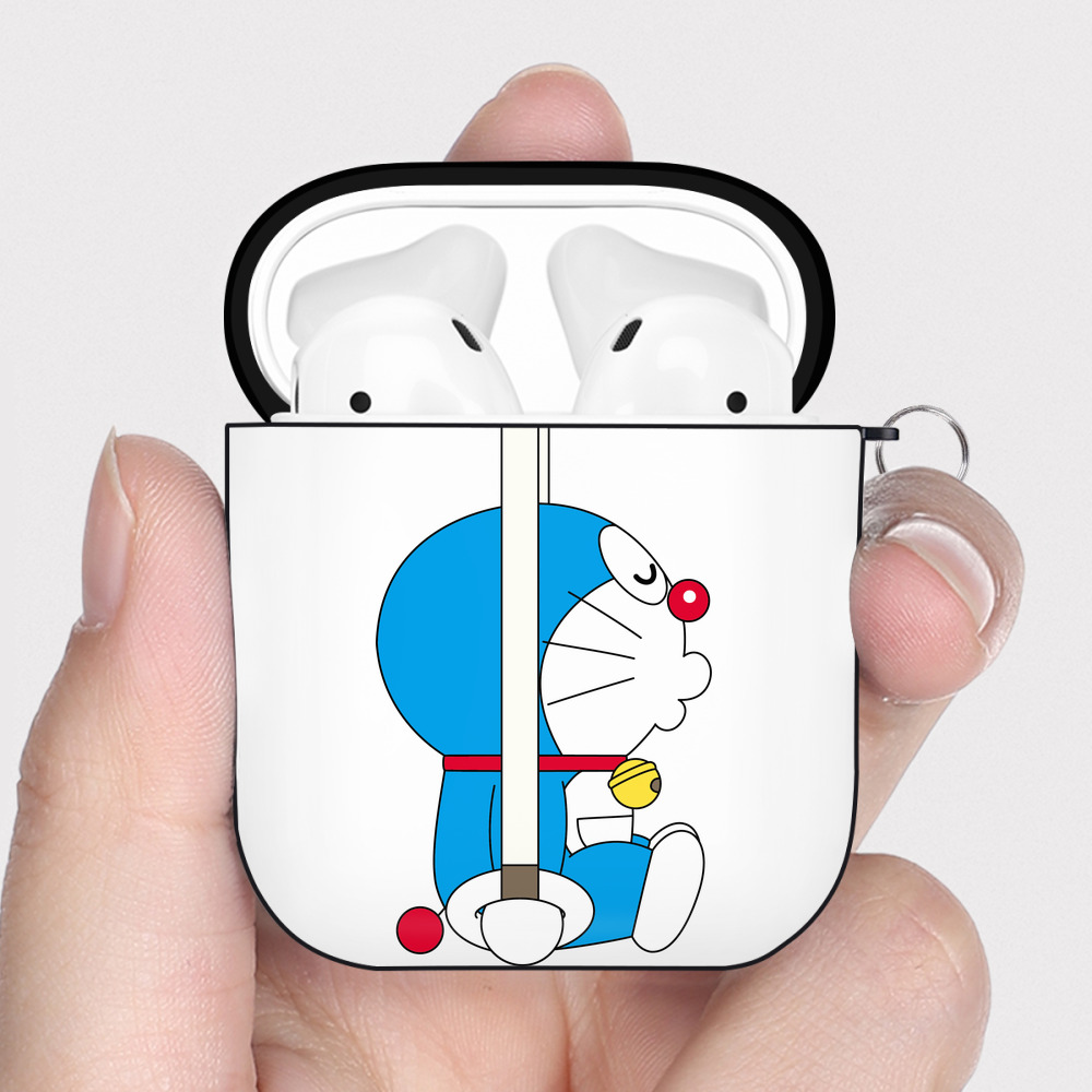 （画像用） ドラえもん Doraemon AirPods 第2世代保護ケース ハードシェル ブラック 耐衝撃・防指紋・カラビナ付き
