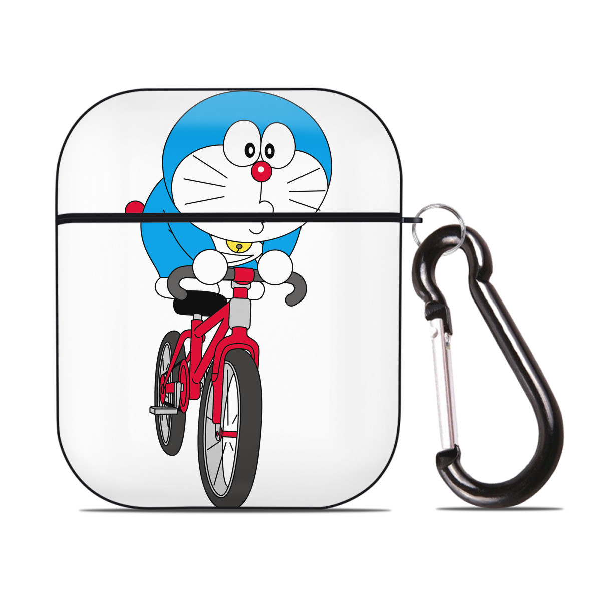 （画像用） ドラえもん Doraemon AirPods 第2世代保護ケース ハードシェル ブラック 耐衝撃・防指紋・カラビナ付き