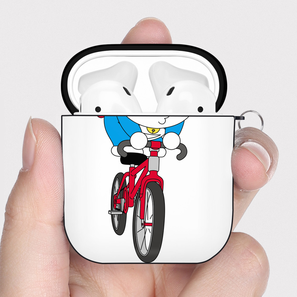 （画像用） ドラえもん Doraemon AirPods 第2世代保護ケース ハードシェル ブラック 耐衝撃・防指紋・カラビナ付き