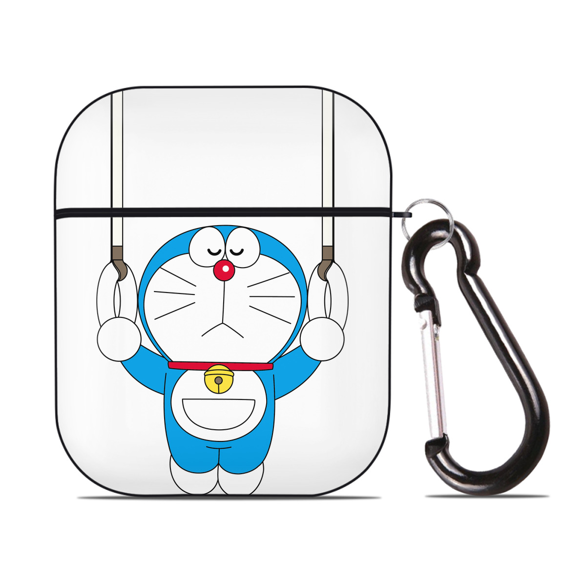 （画像用） ドラえもん Doraemon AirPods 第2世代保護ケース ハードシェル ブラック 耐衝撃・防指紋・カラビナ付き