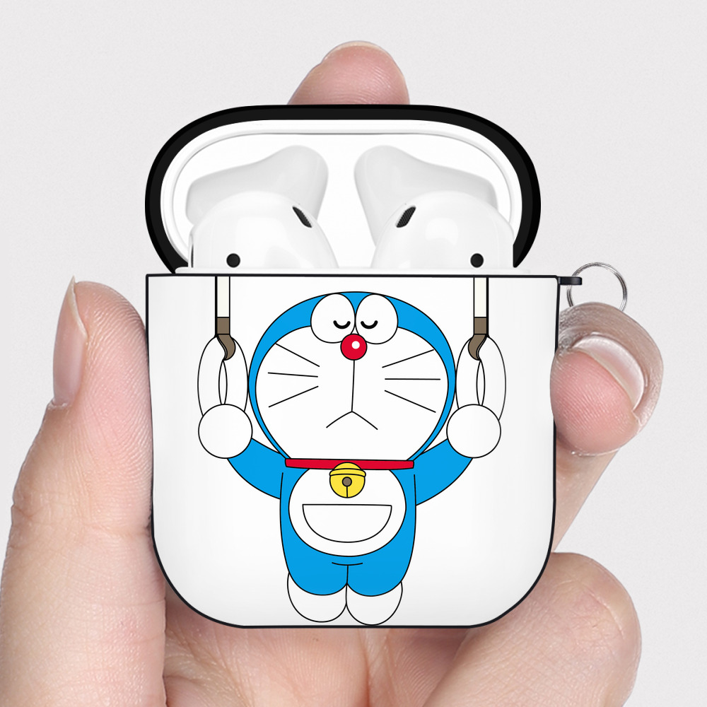 （画像用） ドラえもん Doraemon AirPods 第2世代保護ケース ハードシェル ブラック 耐衝撃・防指紋・カラビナ付き