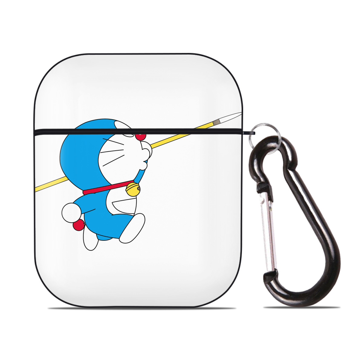 （画像用） ドラえもん Doraemon AirPods 第2世代保護ケース ハードシェル ブラック 耐衝撃・防指紋・カラビナ付き