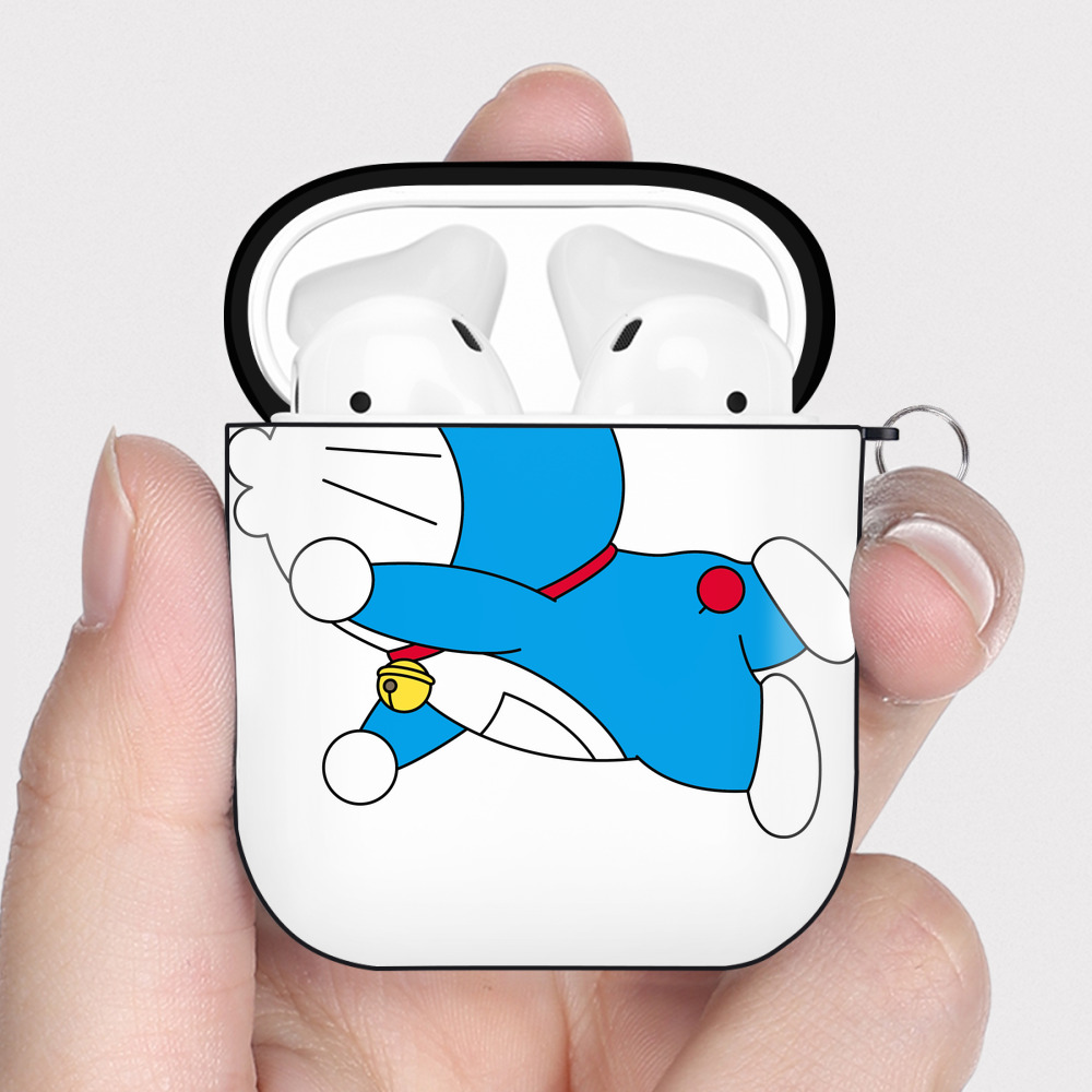（画像用） ドラえもん Doraemon AirPods 第2世代保護ケース ハードシェル ブラック 耐衝撃・防指紋・カラビナ付き