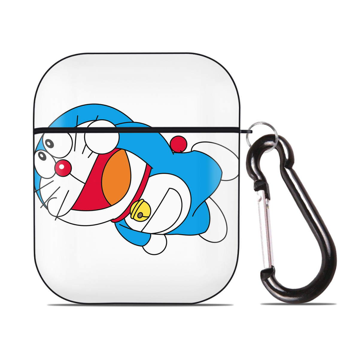 （画像用） ドラえもん Doraemon AirPods 第2世代保護ケース ハードシェル ブラック 耐衝撃・防指紋・カラビナ付き