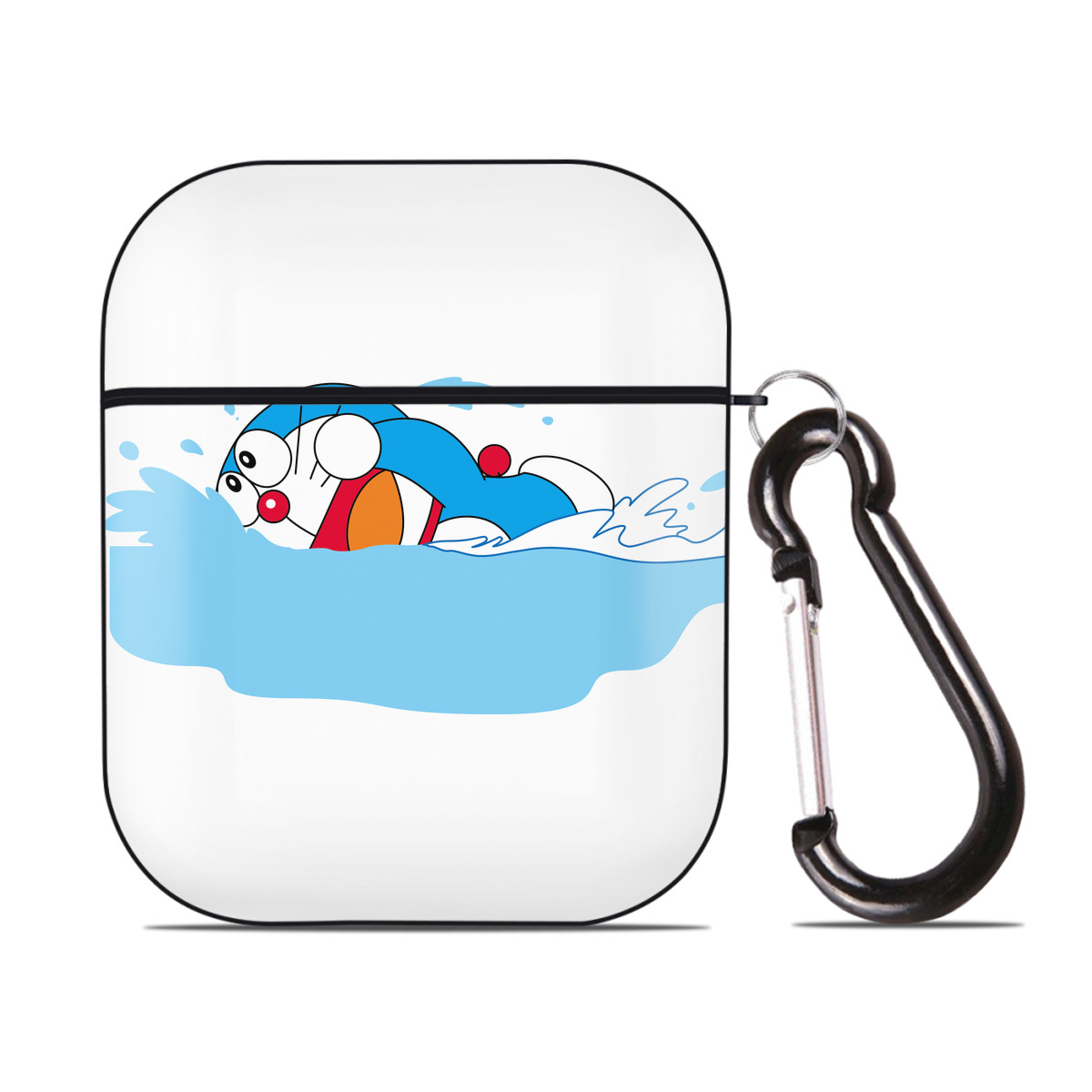 （画像用） ドラえもん Doraemon AirPods 第2世代保護ケース ハードシェル ブラック 耐衝撃・防指紋・カラビナ付き