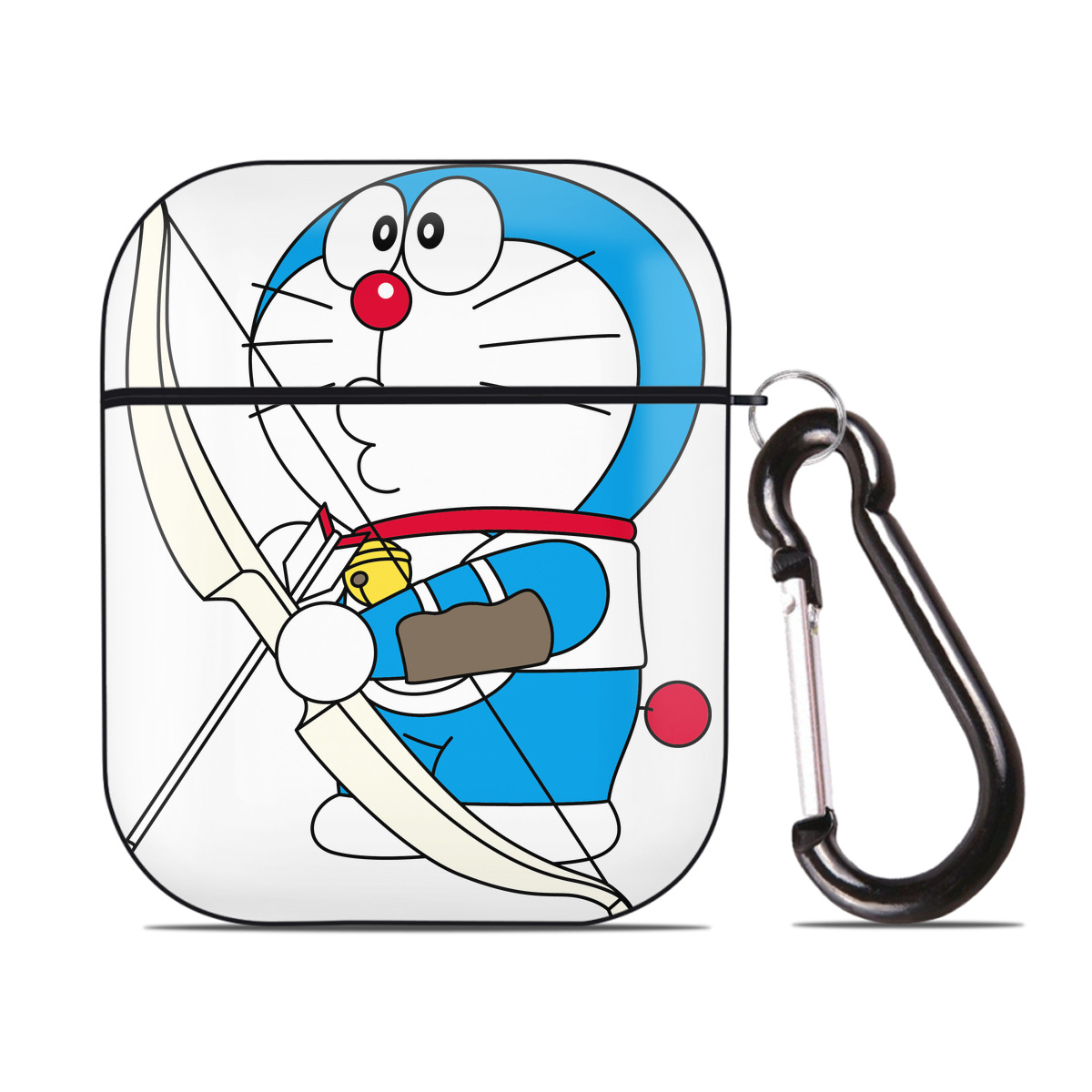 （画像用） ドラえもん Doraemon AirPods 第2世代保護ケース ハードシェル ブラック 耐衝撃・防指紋・カラビナ付き