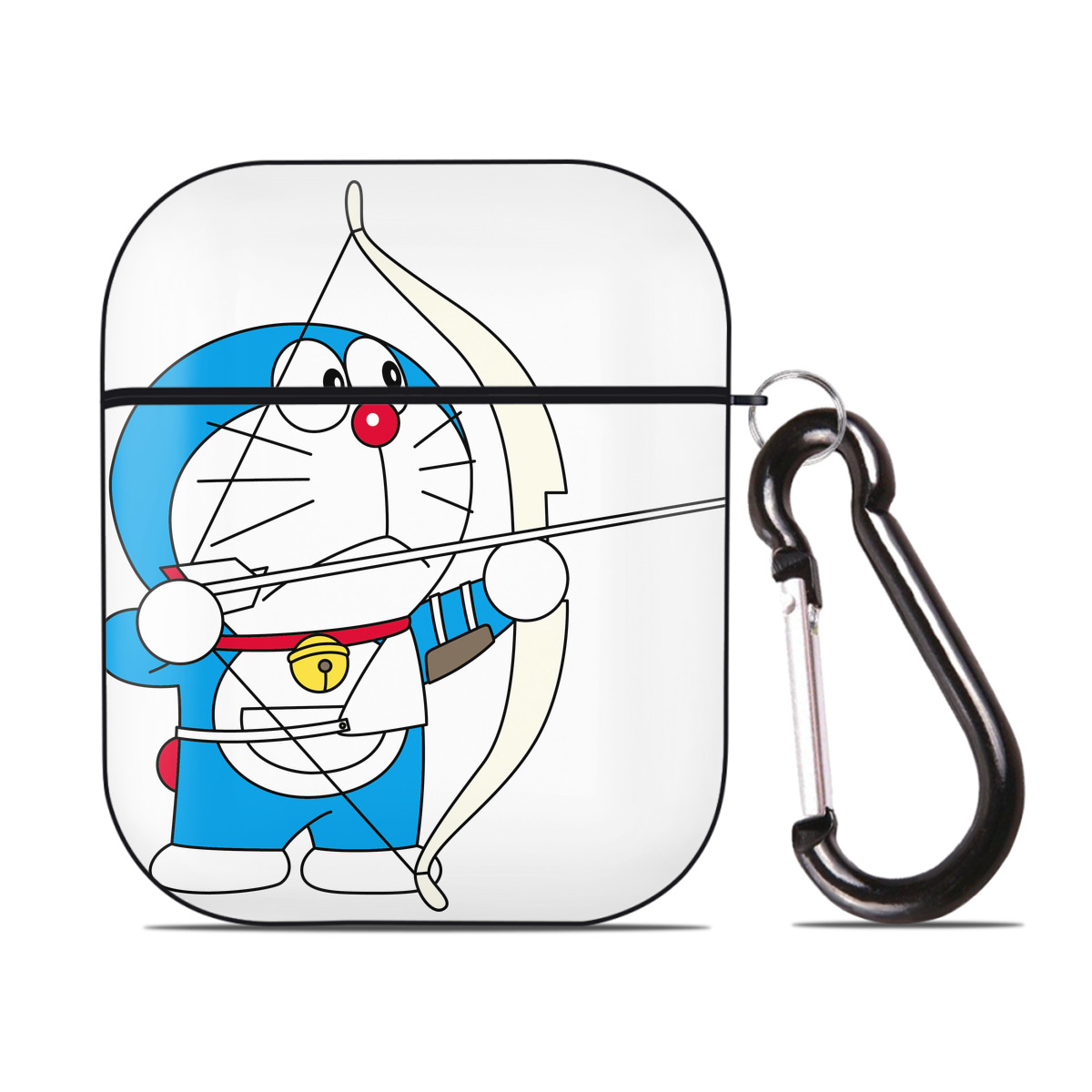 （画像用） ドラえもん Doraemon AirPods 第2世代保護ケース ハードシェル ブラック 耐衝撃・防指紋・カラビナ付き