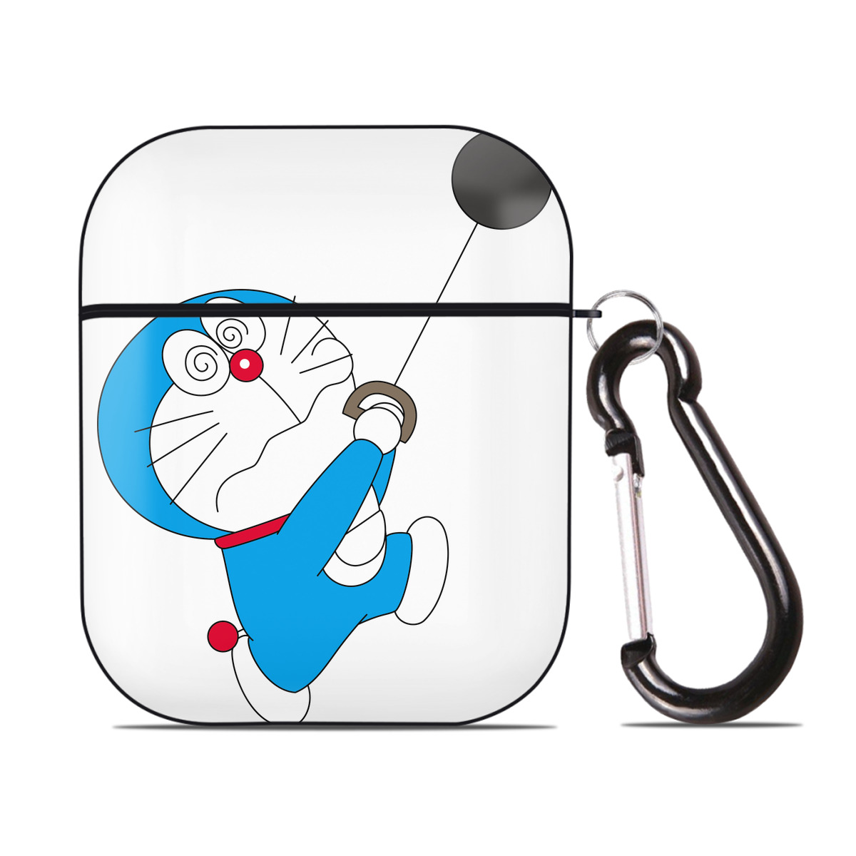 （画像用） ドラえもん Doraemon AirPods 第2世代保護ケース ハードシェル ブラック 耐衝撃・防指紋・カラビナ付き