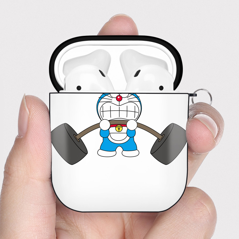 （画像用） ドラえもん Doraemon AirPods 第2世代保護ケース ハードシェル ブラック 耐衝撃・防指紋・カラビナ付き