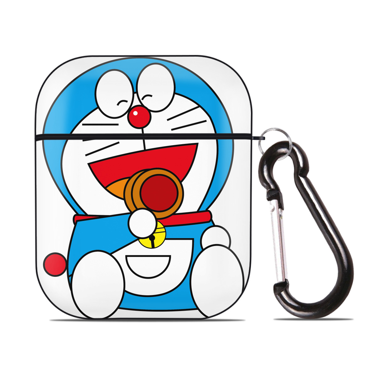 （画像用） ドラえもん Doraemon AirPods 第2世代保護ケース ハードシェル ブラック 耐衝撃・防指紋・カラビナ付き
