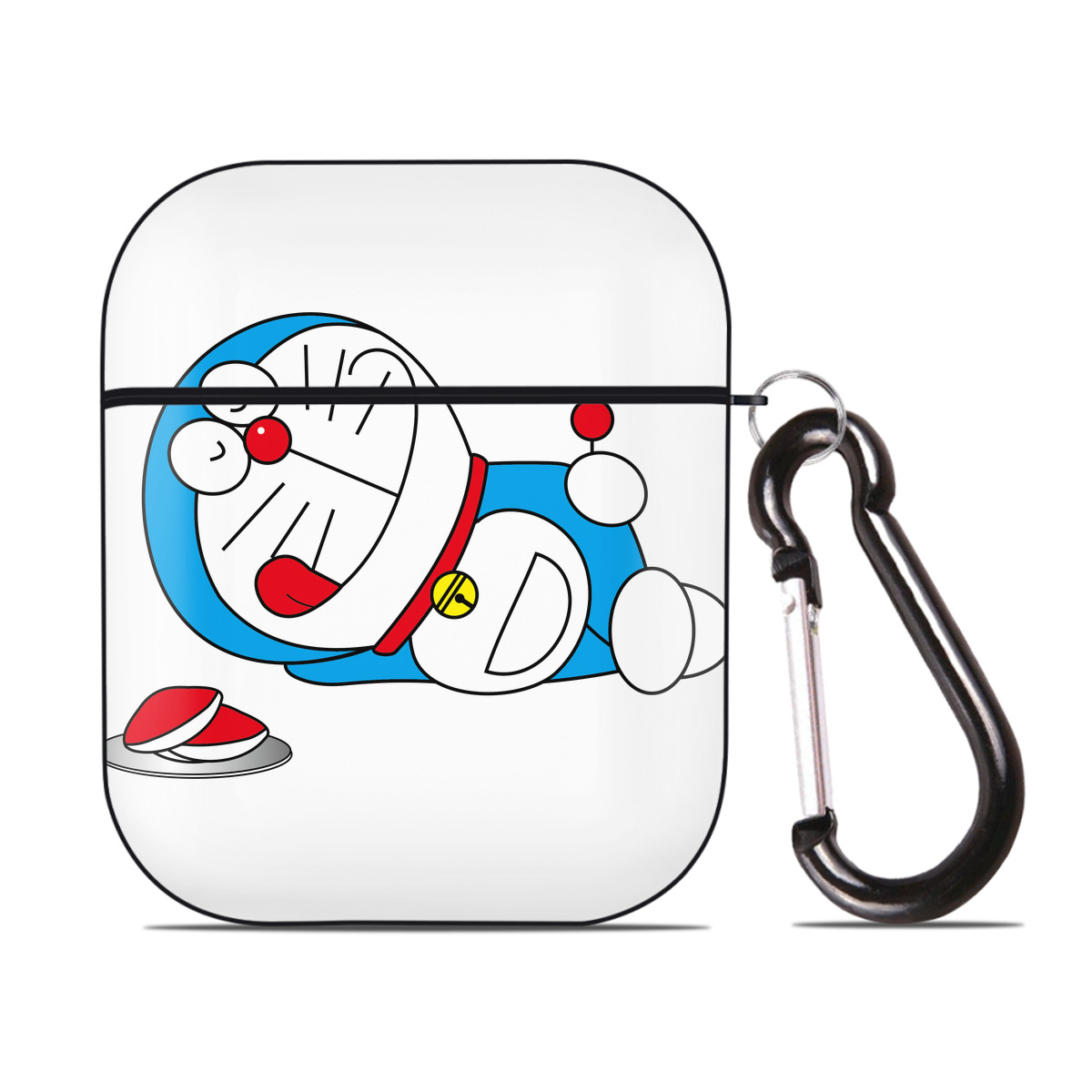 （画像用） ドラえもん Doraemon AirPods 第2世代保護ケース ハードシェル ブラック 耐衝撃・防指紋・カラビナ付き