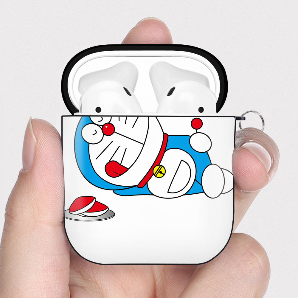 （画像用） ドラえもん Doraemon AirPods 第2世代保護ケース ハードシェル ブラック 耐衝撃・防指紋・カラビナ付き
