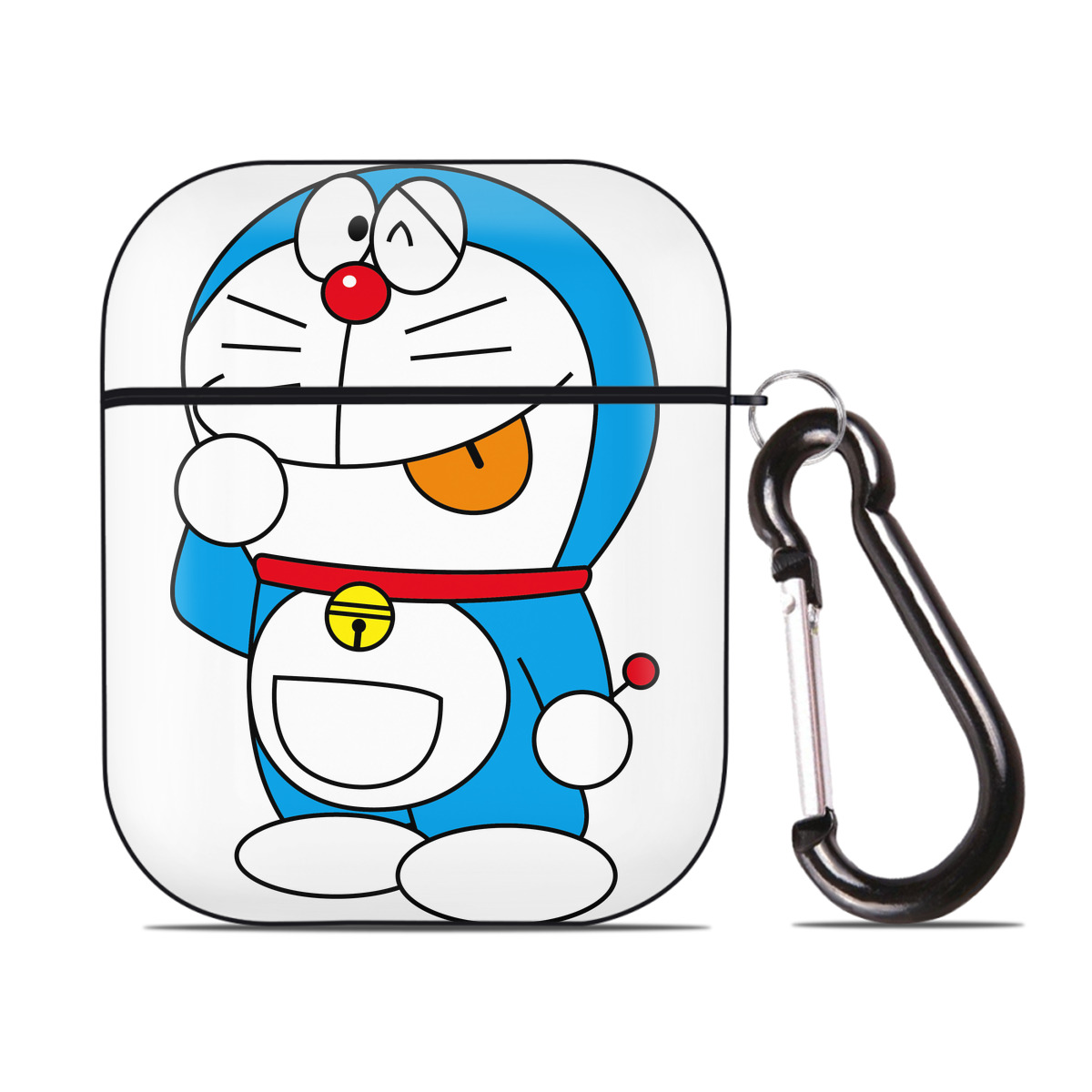 （画像用） ドラえもん Doraemon AirPods 第2世代保護ケース ハードシェル ブラック 耐衝撃・防指紋・カラビナ付き