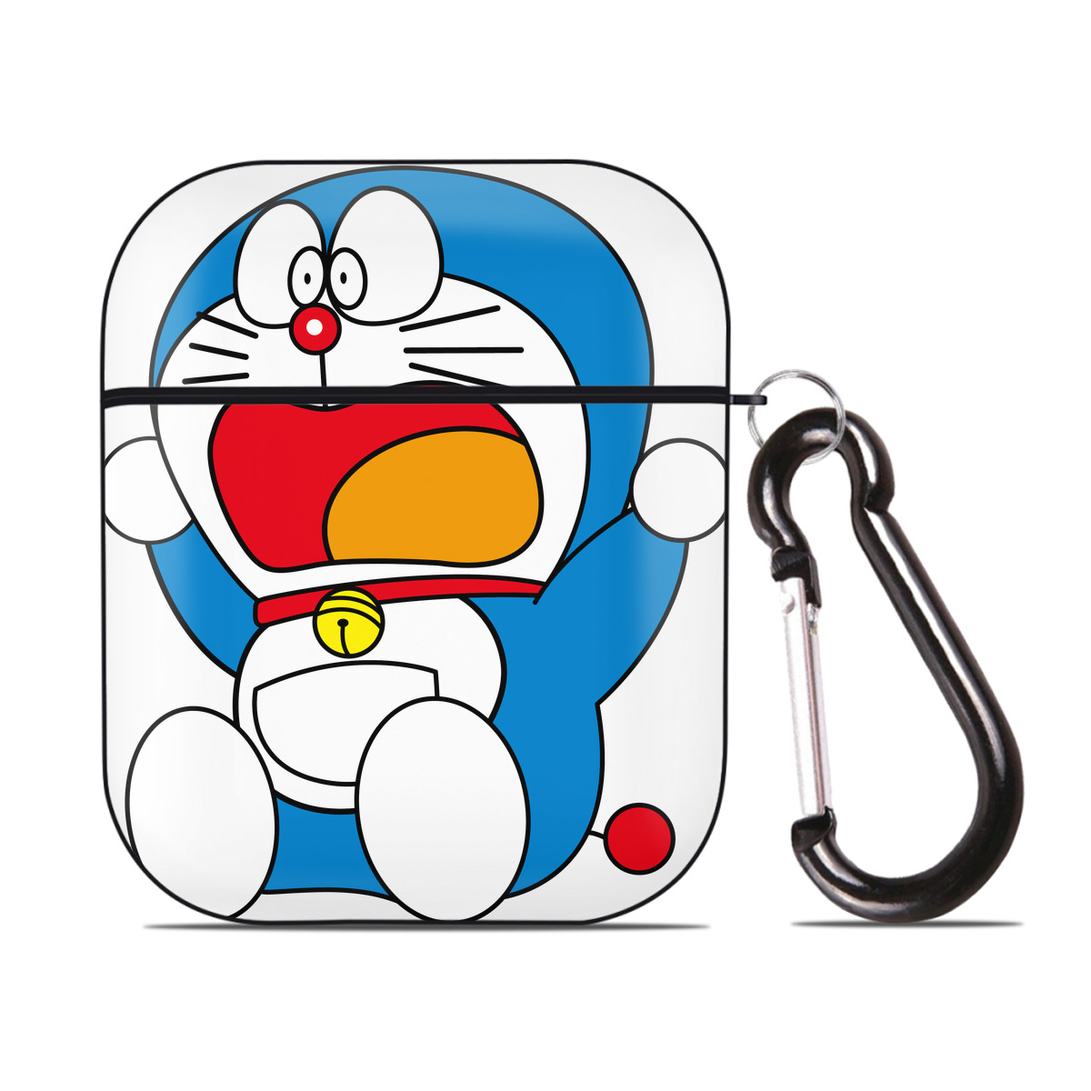 （画像用） ドラえもん Doraemon AirPods 第2世代保護ケース ハードシェル ブラック 耐衝撃・防指紋・カラビナ付き