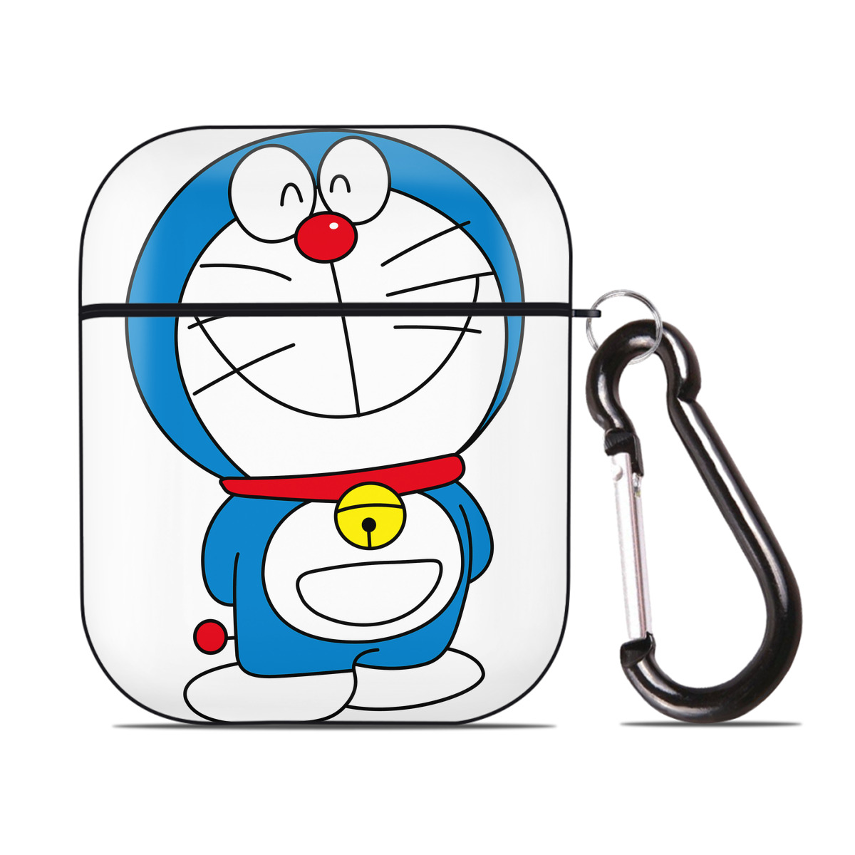 （画像用） ドラえもん Doraemon AirPods 第2世代保護ケース ハードシェル ブラック 耐衝撃・防指紋・カラビナ付き
