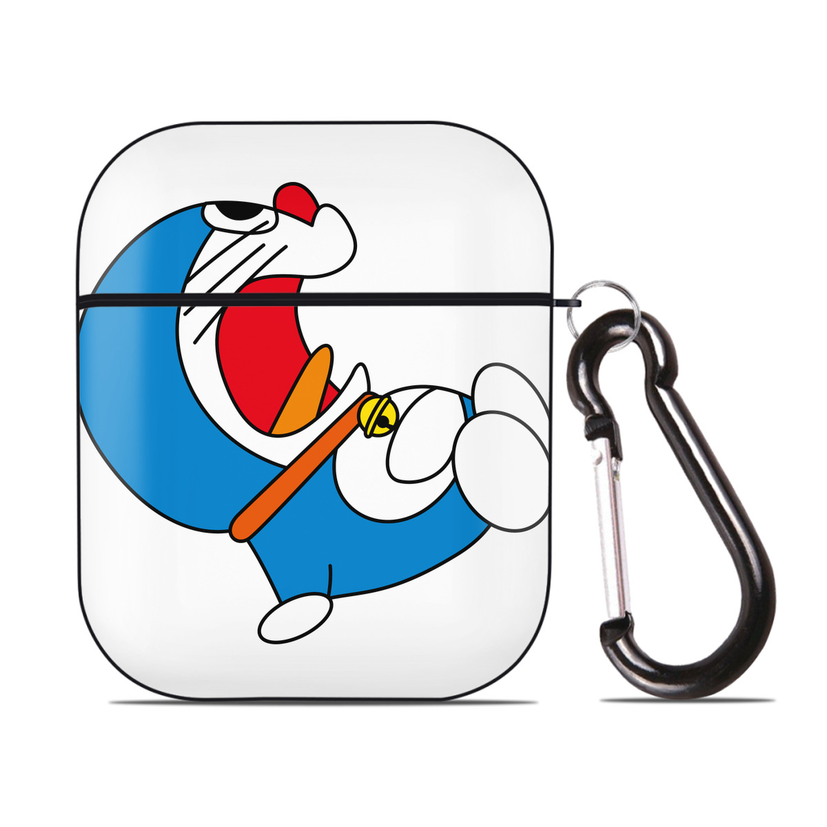 （画像用） ドラえもん Doraemon AirPods 第2世代保護ケース ハードシェル ブラック 耐衝撃・防指紋・カラビナ付き
