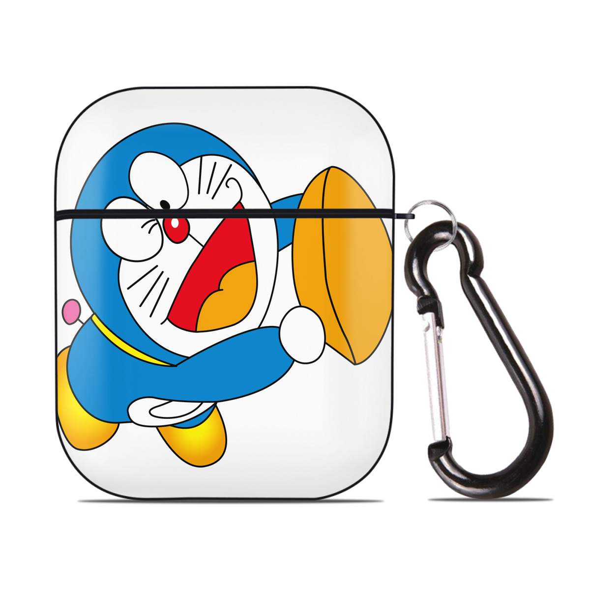 （画像用） ドラえもん Doraemon AirPods 第2世代保護ケース ハードシェル ブラック 耐衝撃・防指紋・カラビナ付き