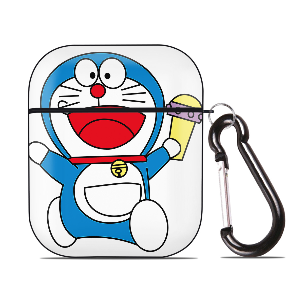 （画像用） ドラえもん Doraemon AirPods 第2世代保護ケース ハードシェル ブラック 耐衝撃・防指紋・カラビナ付き