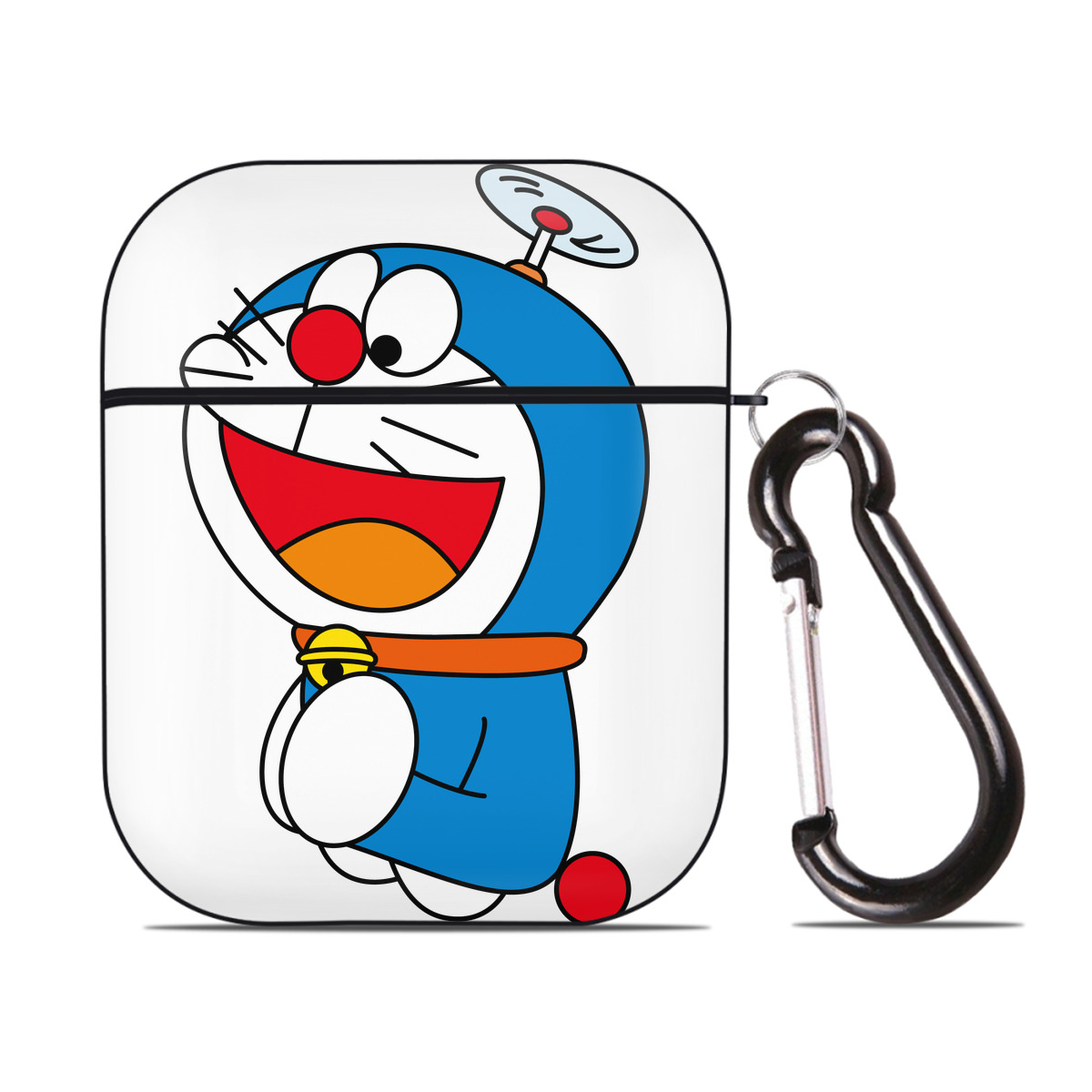 （画像用） ドラえもん Doraemon AirPods 第2世代保護ケース ハードシェル ブラック 耐衝撃・防指紋・カラビナ付き