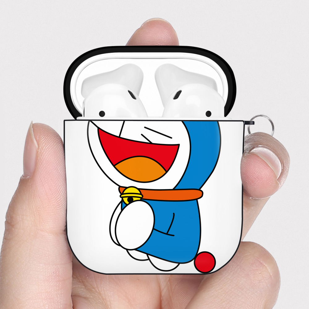 （画像用） ドラえもん Doraemon AirPods 第2世代保護ケース ハードシェル ブラック 耐衝撃・防指紋・カラビナ付き