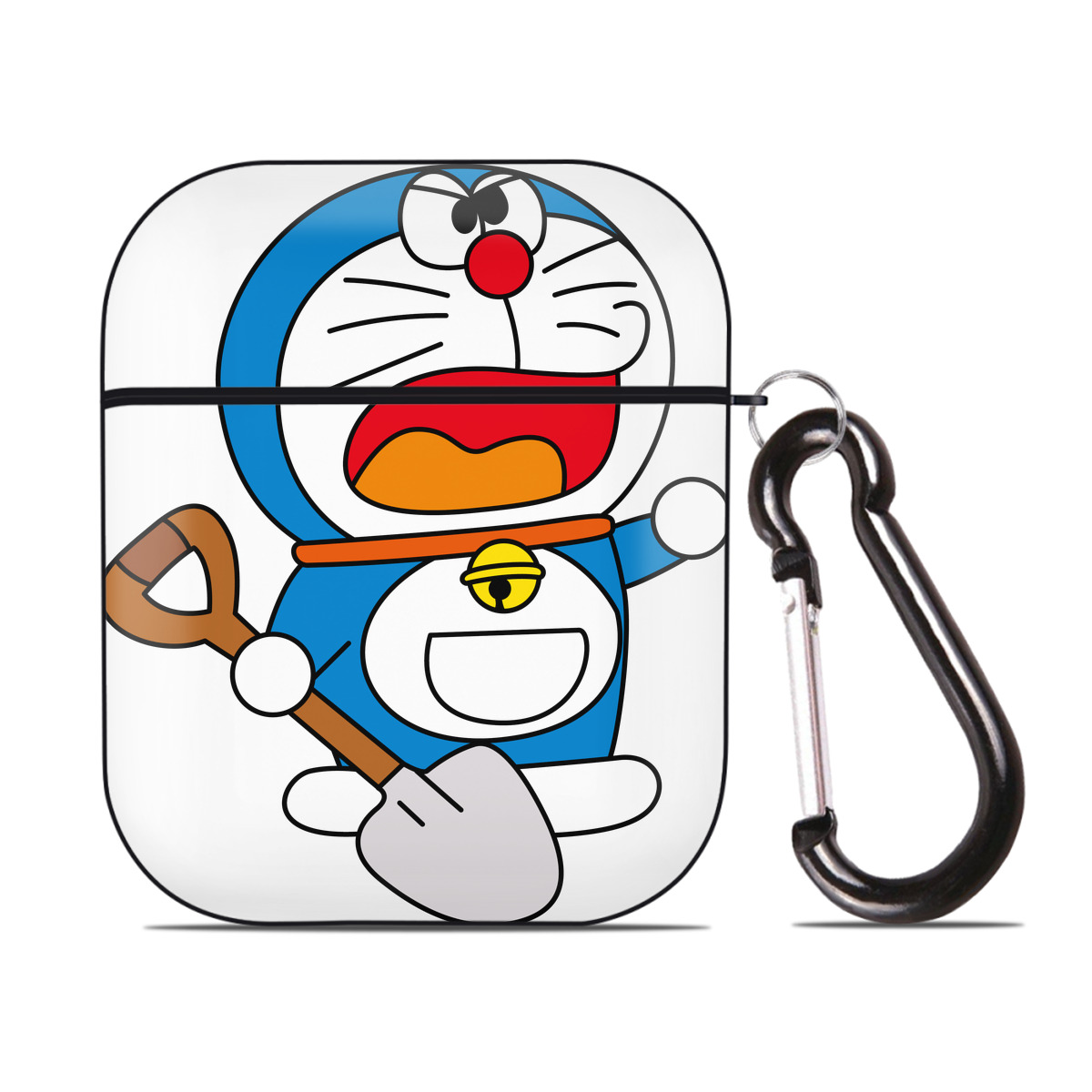 （画像用） ドラえもん Doraemon AirPods 第2世代保護ケース ハードシェル ブラック 耐衝撃・防指紋・カラビナ付き