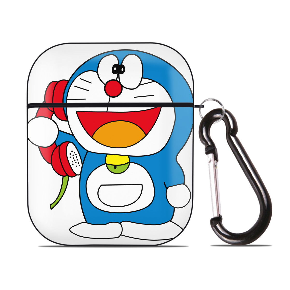 （画像用） ドラえもん Doraemon AirPods 第2世代保護ケース ハードシェル ブラック 耐衝撃・防指紋・カラビナ付き