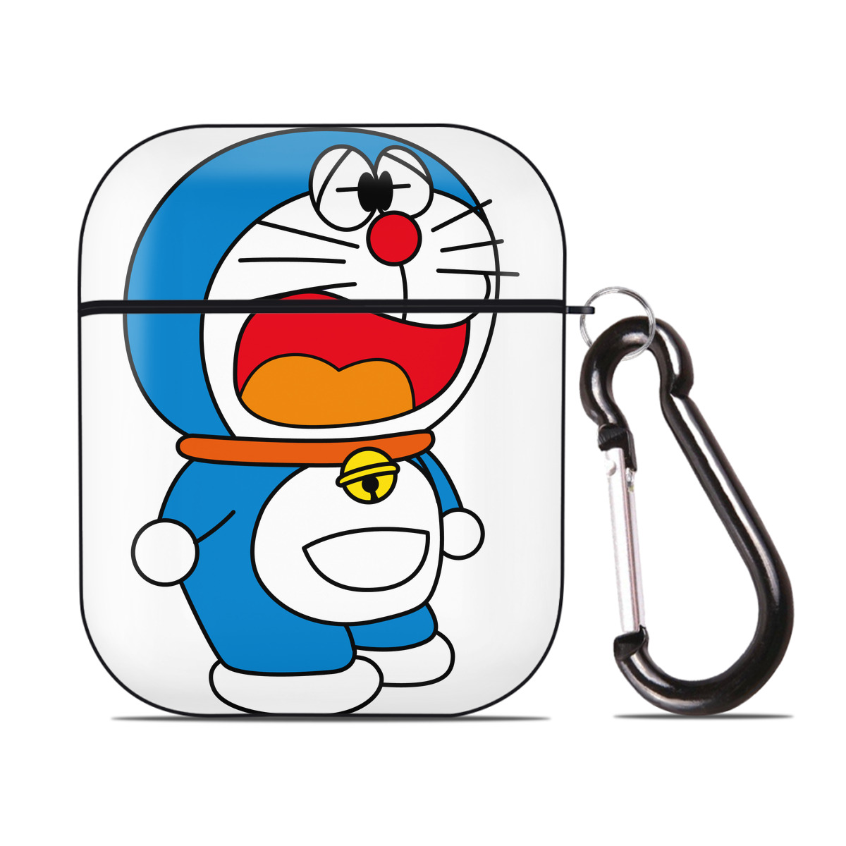 （画像用） ドラえもん Doraemon AirPods 第2世代保護ケース ハードシェル ブラック 耐衝撃・防指紋・カラビナ付き