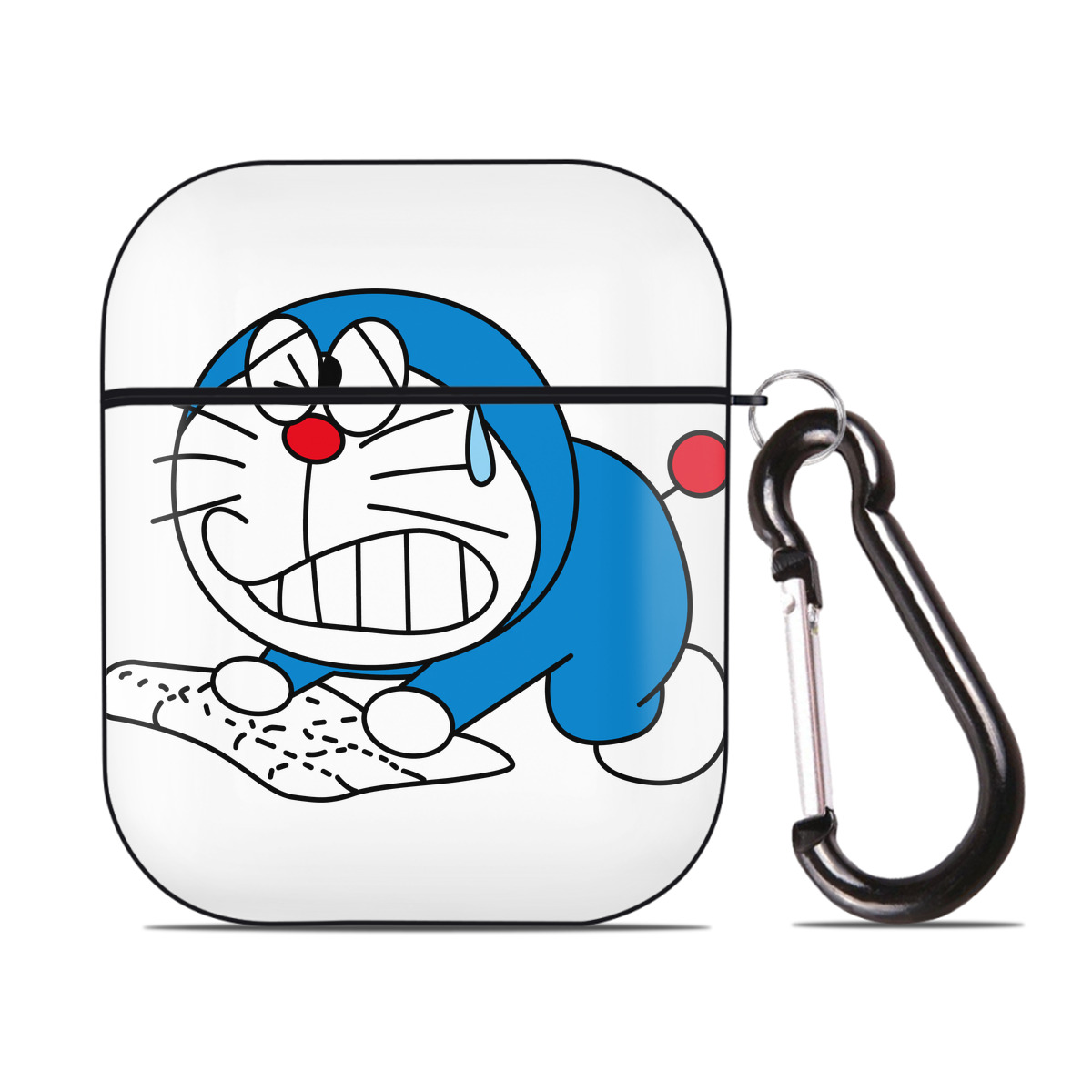 （画像用） ドラえもん Doraemon AirPods 第2世代保護ケース ハードシェル ブラック 耐衝撃・防指紋・カラビナ付き