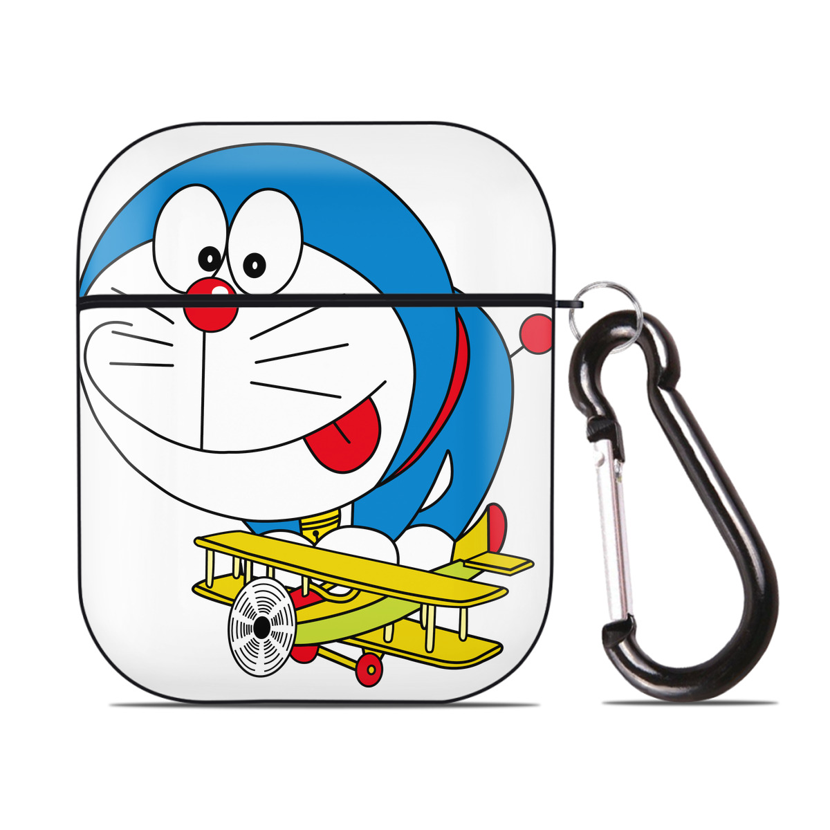 （画像用） ドラえもん Doraemon AirPods 第2世代保護ケース ハードシェル ブラック 耐衝撃・防指紋・カラビナ付き