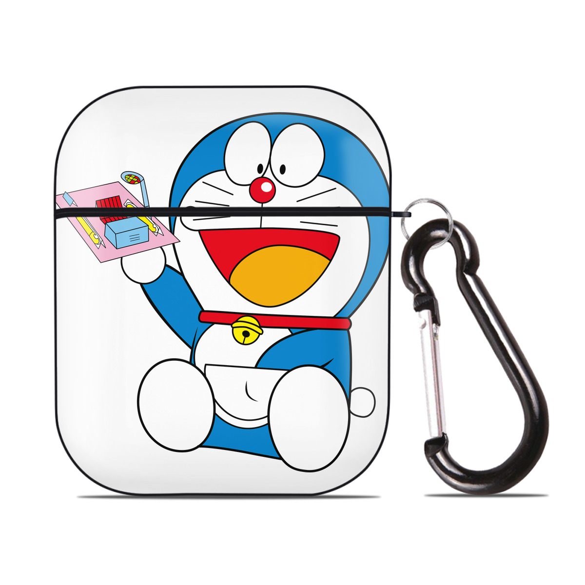 （画像用） ドラえもん Doraemon AirPods 第2世代保護ケース ハードシェル ブラック 耐衝撃・防指紋・カラビナ付き