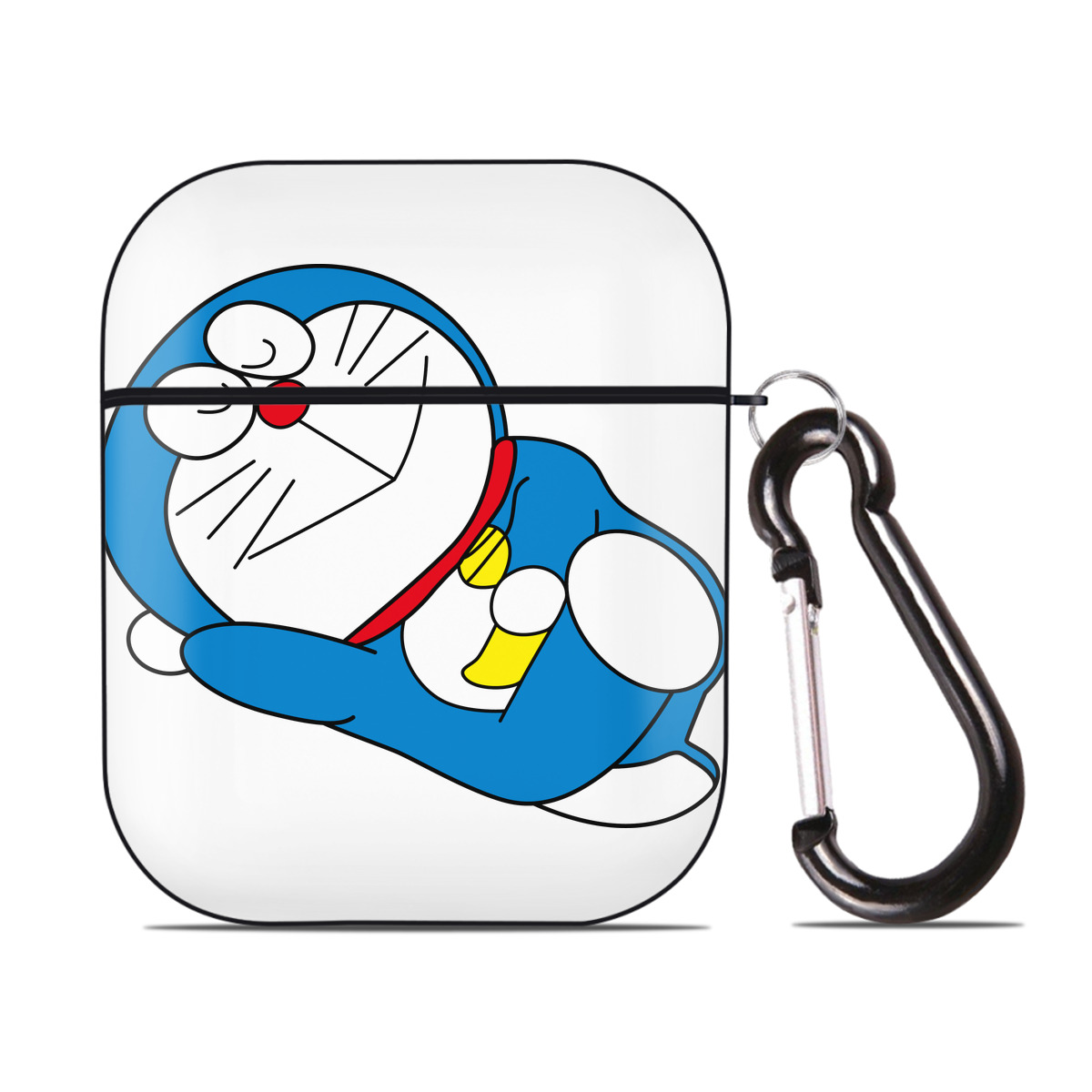 （画像用） ドラえもん Doraemon AirPods 第2世代保護ケース ハードシェル ブラック 耐衝撃・防指紋・カラビナ付き