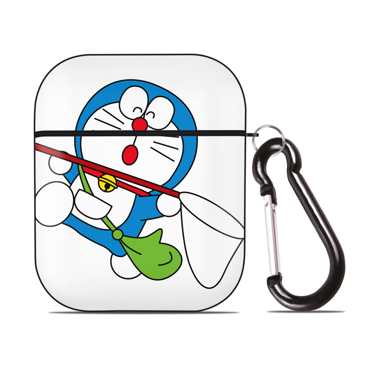 （画像用） ドラえもん Doraemon AirPods 第2世代保護ケース ハードシェル ブラック 耐衝撃・防指紋・カラビナ付き