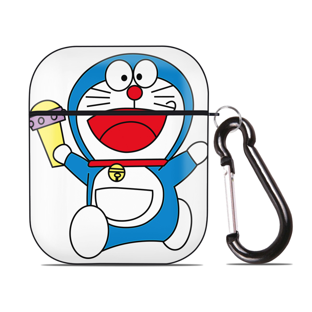 （画像用） ドラえもん Doraemon AirPods 第2世代保護ケース ハードシェル ブラック 耐衝撃・防指紋・カラビナ付き